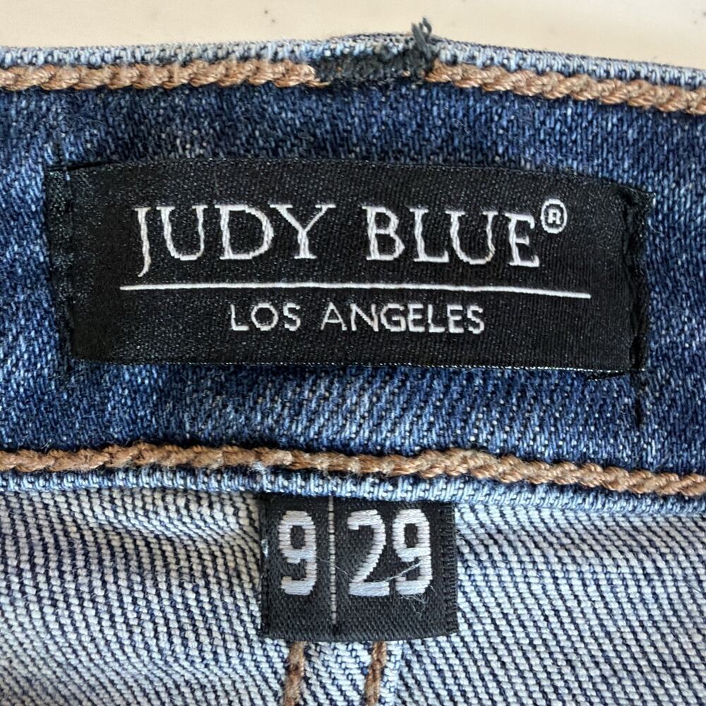 Judy Blue Jeans Women 9 29 Blue High Waist wide leg Distressed Button Fly - Picture 12 of 16